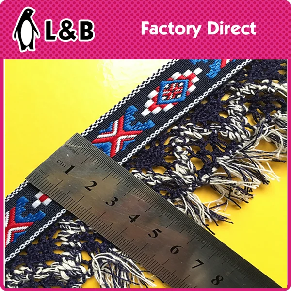 2017 Hot sale popular colorful soft garment jacquard fringe trimming