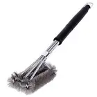 Hot sale bbq tool stainless steel spring barbecue brush with a scraper barbecue cleaning brush bbq grill cleaning brush