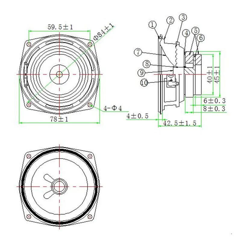 LS78T-1-R4 3inch Full Range 4ohm 10w Double Magnet Loudspeaker 6.32v - ANKUX.COM