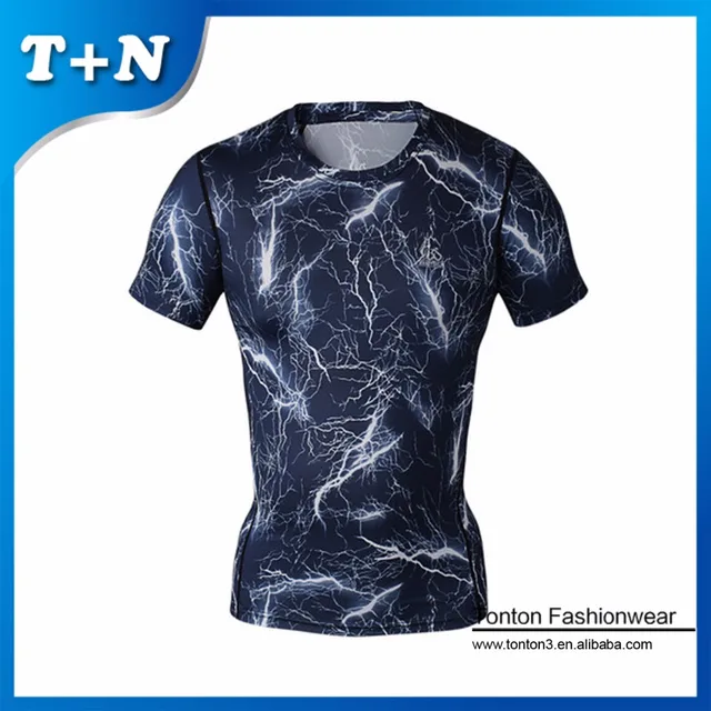 Durable Cool Men Personal Sublimated Compression Short Sleeve T Shirts