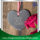 Factory Direct Price 10*9*0.5cm Heart Shape Natural Edge Slate Hanging Heart Tag Keepsake Gift (Customized Laser Design)