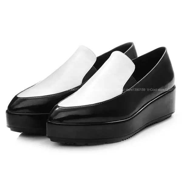 2015 Women's Genuine Leather Creepers Female High Top Flat Platform Espadrilles Shoes Fashion Women Creepers Zapatillas Mujer