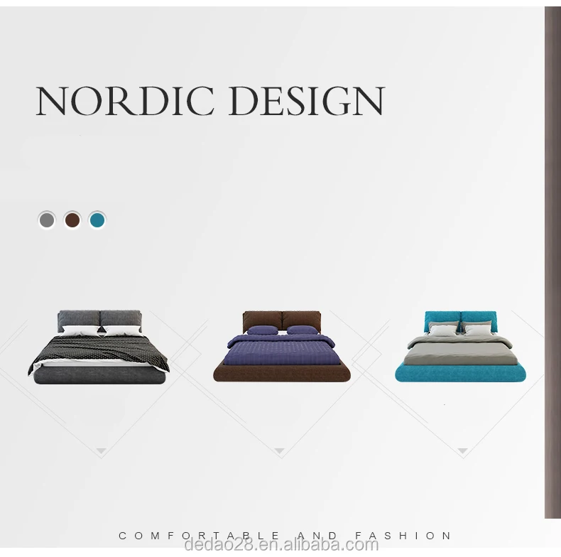 Nordic style fabric solid wood Material and Home Furniture General Use round bed