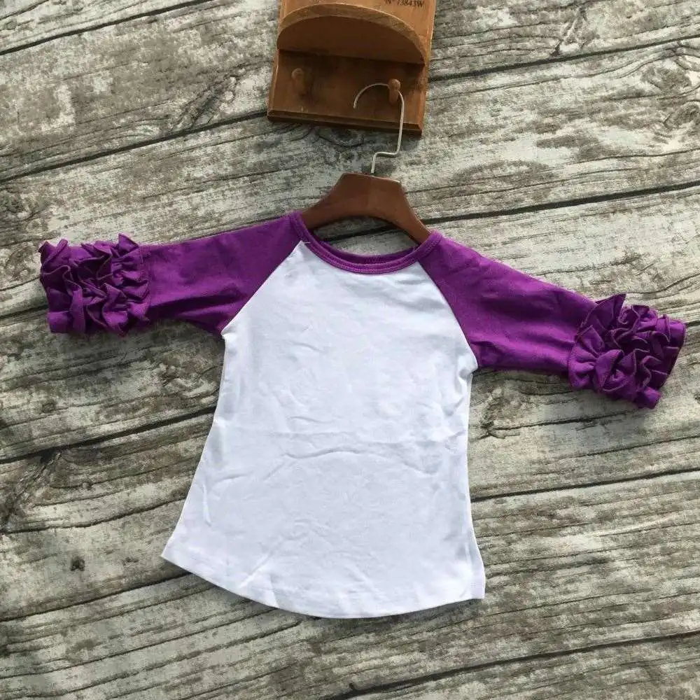 free shipping girls clothes o-neck baby girls kids icing ruffle raglan tops shirts girls casual tops fall Autumn top T-shirt