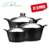 China Supplier Super Aluminum Double Side Nonstick Cookware Set Soup Cooking Pot Stainless Steel Lid