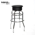 Modern tall chair black leather saddle seat bar stool