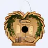 Heart Design Wooden Natural Hanging Bird House Nesting box Bird Care