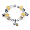 LZESHINE Citrine Crystal With Starfish Beads and Key&lock Heart Charm Girl Bracelet Fashion PCBR0097