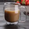 Oversized Clear Heat Resistance Drinking 300ml Double Wall Glass Pyrex Tea Cups and Mugs with Handle