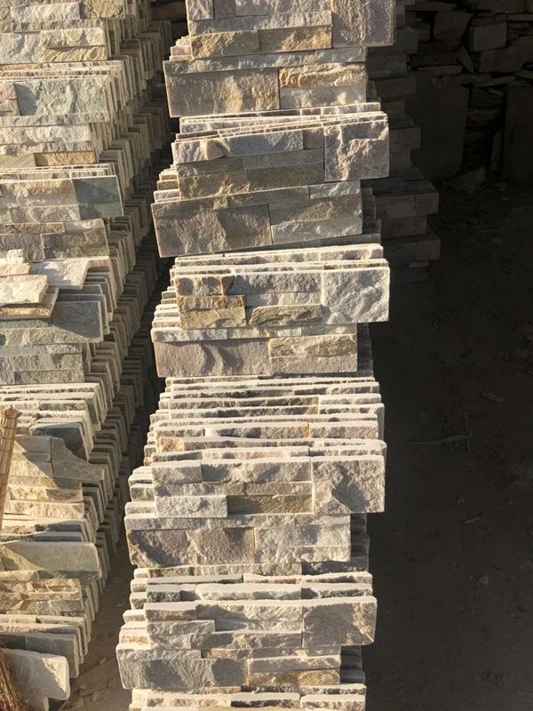 S shaped split face yellow slate wall cladding stone interior ledgestone veneer tiles