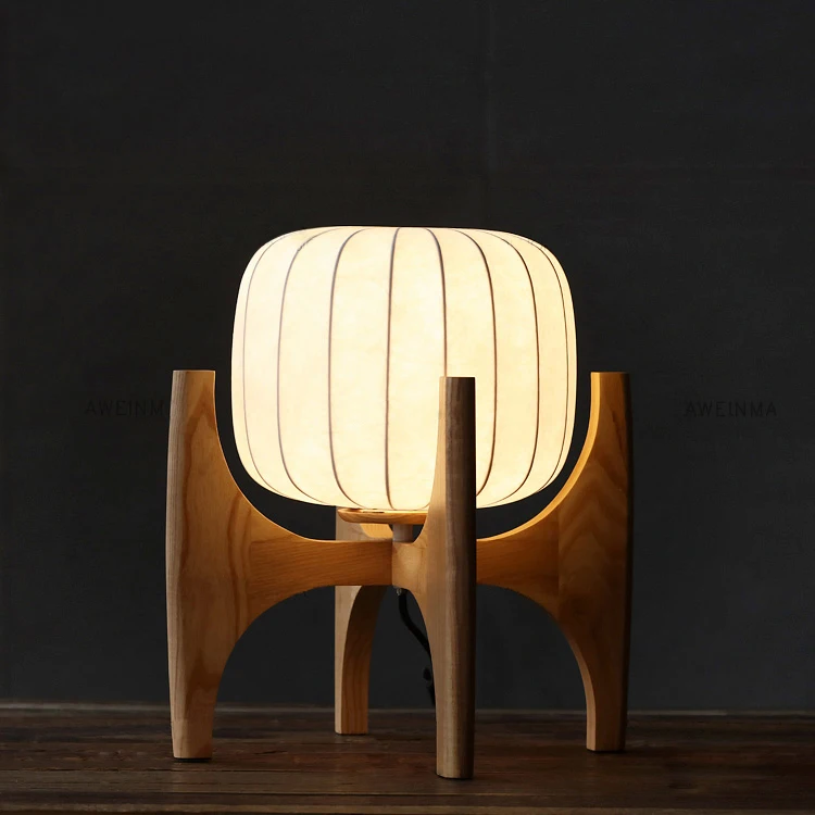 industrial style creative villa room decoration bedroom bedside white cloth wooden table lamp