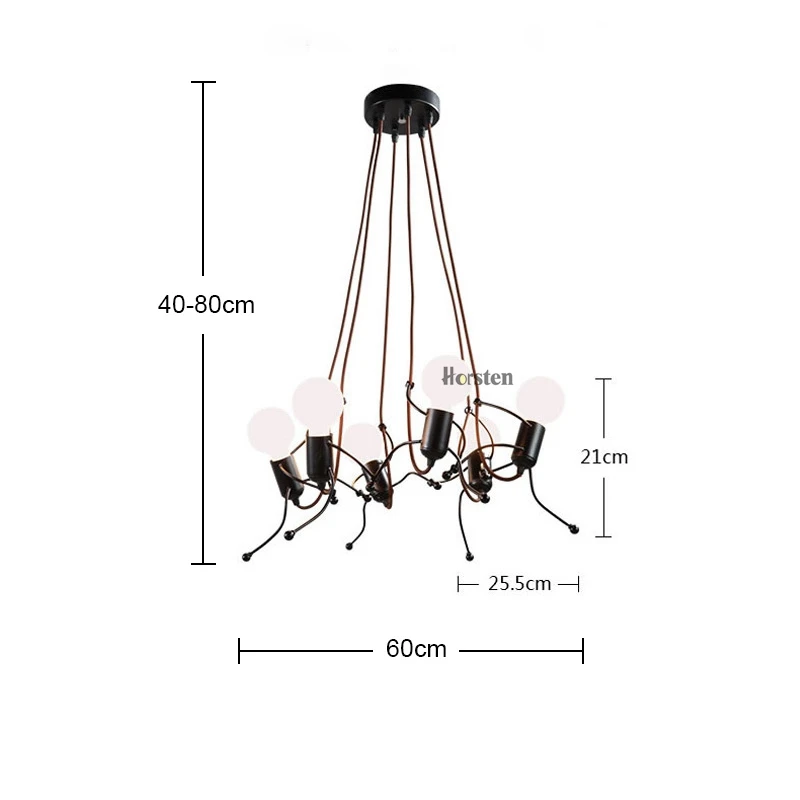 Creative Modern LED Pendant Lamp Black Small Iron Man Pendant Lights For Living Room Children Room Decoration Hanging Lamp (19)