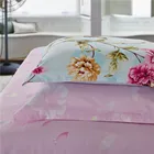 Super quality King 5pcs green and pink floral comforter cotton printed bedding set