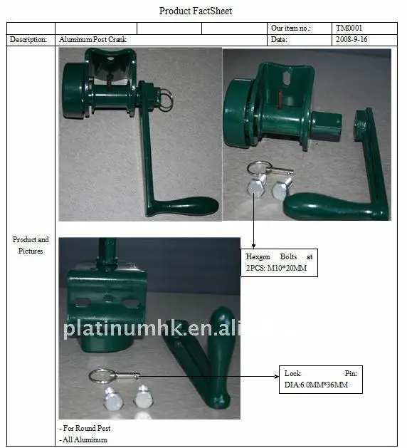 External Winder/ Tennis Post Reels /tennis Post Crank (tm0088,Aluminum