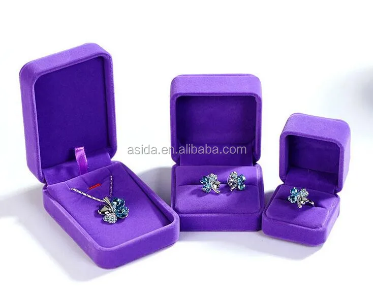 present gift box purple velvet necklace/earring/ring velvet