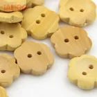 Custom high quality 2 holes flower shape wood buttons for babies clothing