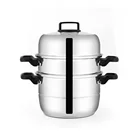 3 layers stainless steel steamer pot and cookware pot with glass lid