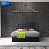 European Style Modern Designs PU Leather Plywood Double Bed With Headboard
