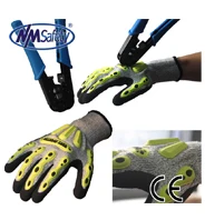 NMSAFETY Hi-viz yellow oil and gas TPR anti impact mechanic nitrile gloves