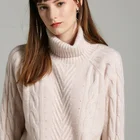 Women Women Cashmere Sweaters Wholesale Casual Cable Knit Thick Turtleneck Women Sweater Cashmere
