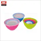 Food grade kitchen pp salad bowl set, colorful 6pcs nested plastic mixing bowl