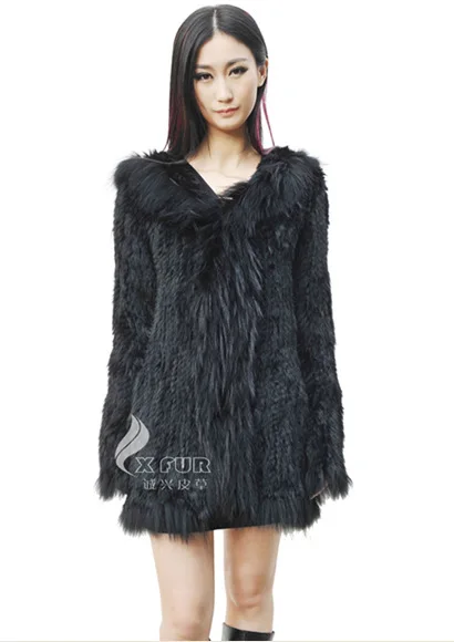 CX-G-A-148C Winter Knitted Natural Rabbit Fur Coat Women ~ Drop Shipping