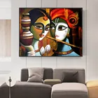 Picture Glass Modern Krishna And Radha Oil Paintings Canvas