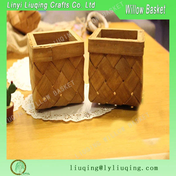 factory wholesale small square wood chip gift basket storage
