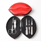 Wholesale price 5pcs metal tools red lip shape bag manicure kit