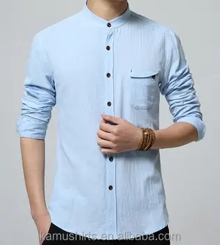 shirt chinese cotton shirts mandarin collar without linen latest summer dress mens larger