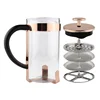 Rose Gold French Press Borosilicate Glass Coffee Pot Coffee Maker Or Plunger With Two Filter And Glass Cup Stainless Steel Spoon