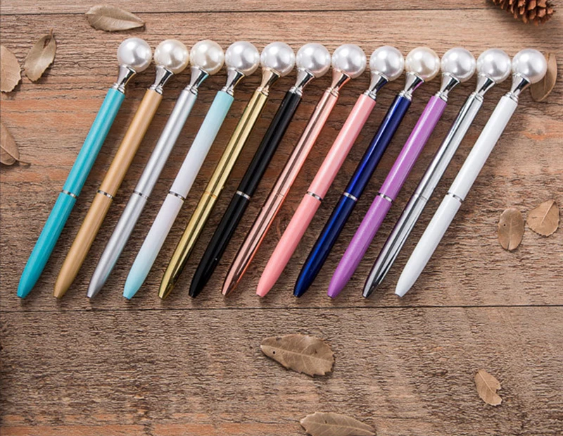 kawaii colorful pearl metal ball pens queen's crutch ballpen