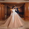 Latest Ball Gown Wedding Dress 2018 Off Shoulder Applique LaceSaudi Arabic Bridal Dresses