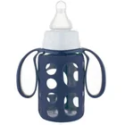 BPA FREE 120ml 4oz high borosilicate glass baby feeding bottle with silicon cover