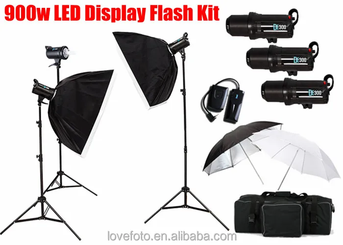 Godox 900w 3 X 300w Flash Strobe Lighting Photography Kit With Softbox