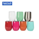 BestSub Metal Sublimation Red Stainless Steel Mug Best Decorative Stemless Wine Glasses Tumbler BW22R