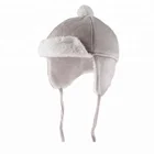 Infant Toddler Fuzzy Plush Ear Flap Boy Winter Hat with pompom
