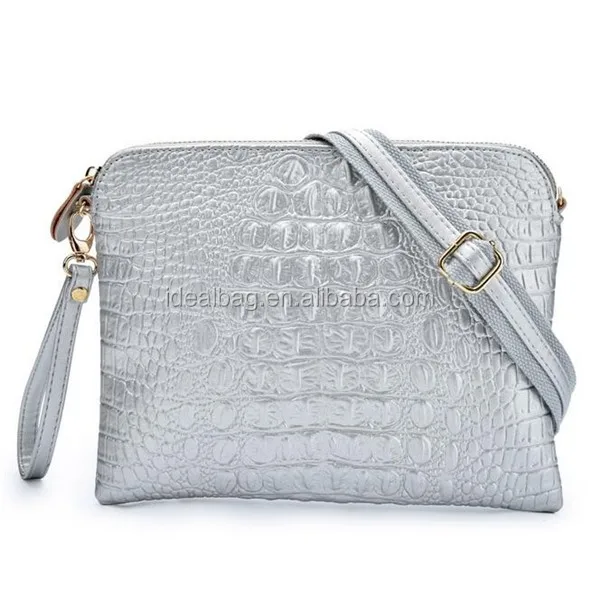 2016 hotsale silver croco embrodred clutch bag,fashion evening