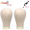AliLeader High Quality Wig Stand 21-25 inch White Canvas Block Head Wig Display Stand for Wigs Making