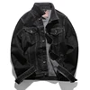Custom Labels Regular Men's Black Plain Denim Jacket