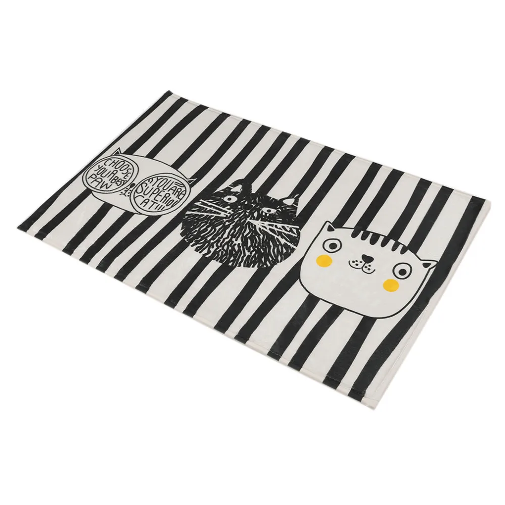 Fashion Design Home Bedroom Bathroom Flannel Floor Carpets Funny Cat Pattern Anti-Slip Floor Mat Carpet 5 Sizes Optional