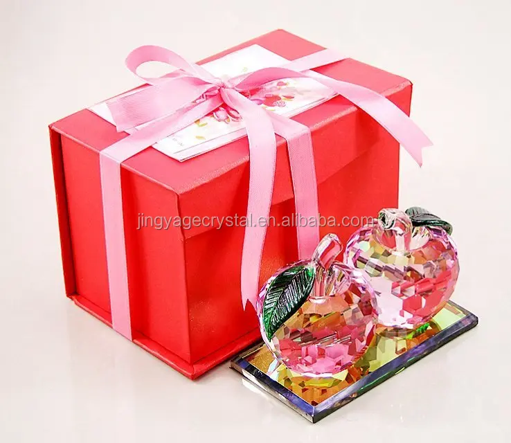 laser engraving crystal apple favors for wedding takeaway gifts