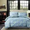 Luxury pure 60s 330TC blue queen 4pcs bedding set reactive printing cotton satin quilt cover