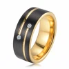Tungsten wedding band two tone plating ring diamond drill bit engagement ring aohua jewelry
