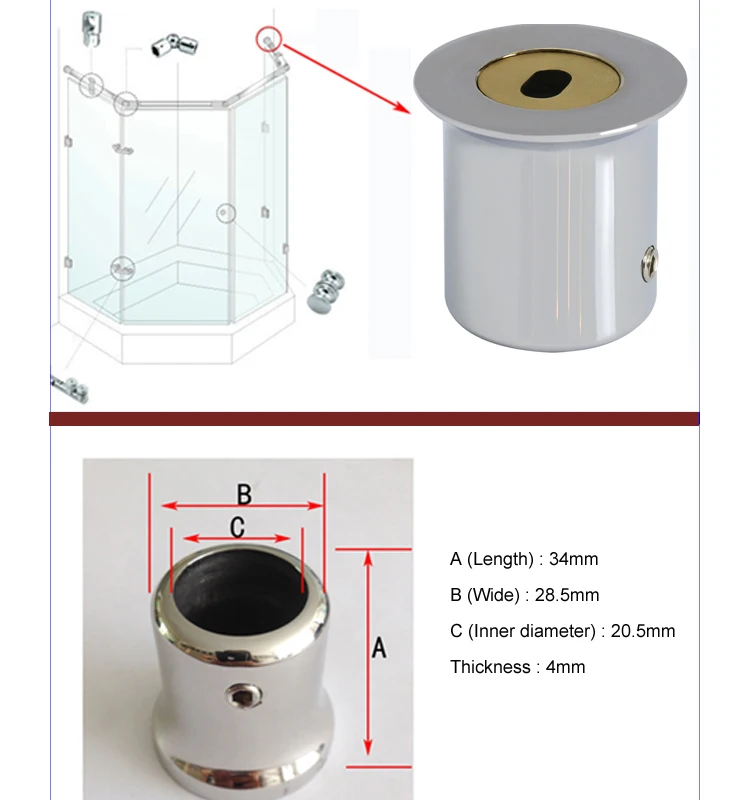 19mm zinc hardware glass fitting accessories shower glass connector