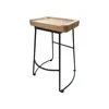 Black Metal Legs Rustic Counter Stools Bar Stool with Wooden Seat