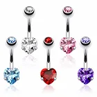 Double Jewelled Surgical Steel Belly Button Rings With Heart Zircon
