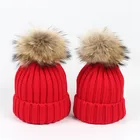 custom made cheap winter big pompom cap bulk blank 100% wool knitted beanie hats