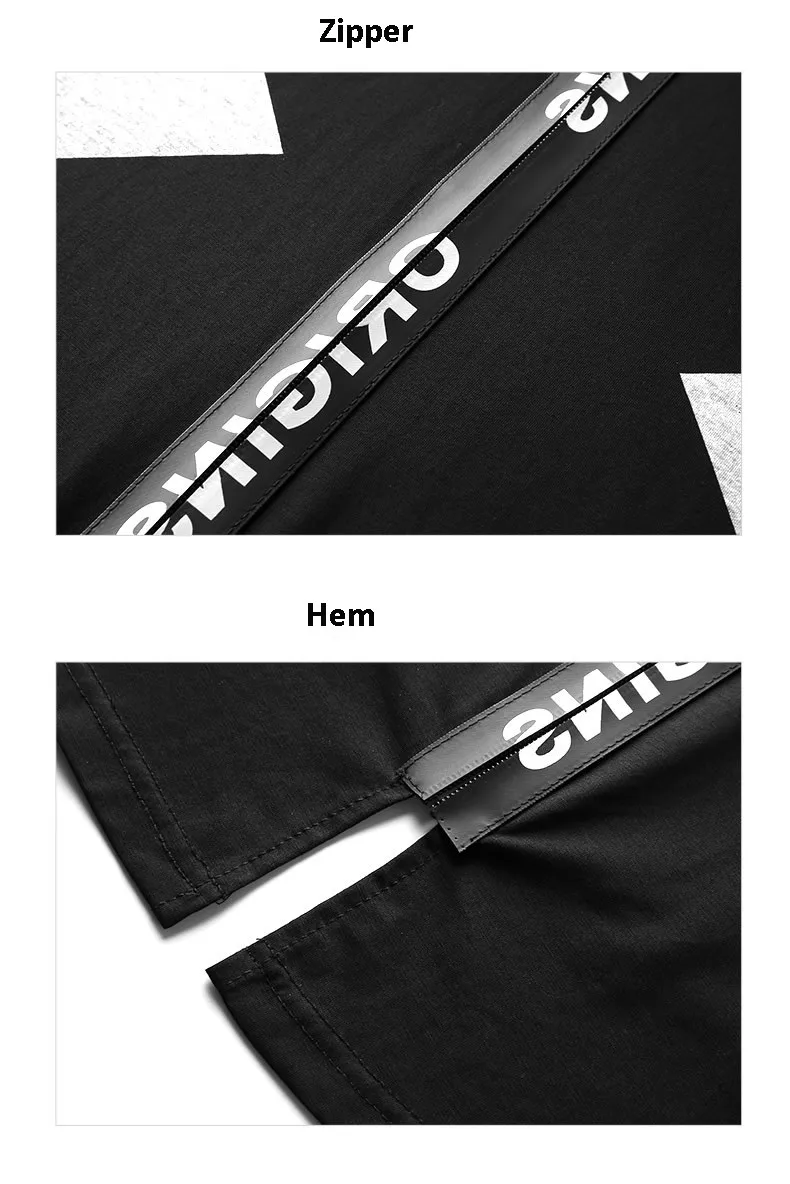 design 100% cotton men plain blank black t shirt with zipper