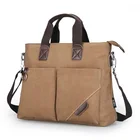 Men's 14 Inches Grey laptop backpack chrome khaki Gootium Vintage organic plain cotton Canvas Leather messenger Shoulder bag